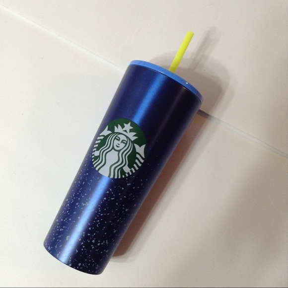 Starbucks Stainless Steel Venti Dory Tumbler Blue Speckled *flawed chipped lid